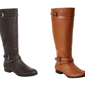 FALL LEATHER Boots 2X Pair Wide Calf Black &Cognac
